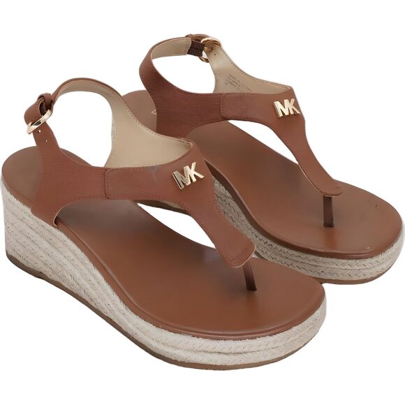 Michael Kors Laney Thong Wedge Sandals Luggage Brown Women's US 7 - Picture 4 of 6